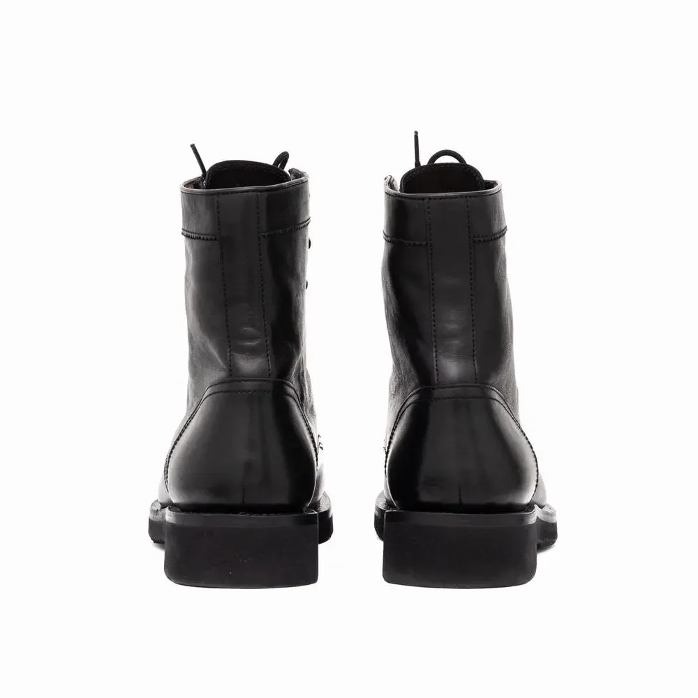 GUCCI Tom Ford Era Men's Leather Moc Toe Combat Boot Black EU43.5/US10.5